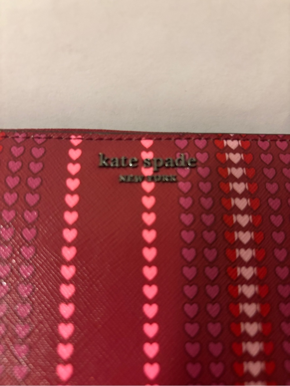 kate spade Red and Pink Heart-Stripe Zip Wallet - Picture 3 of 15